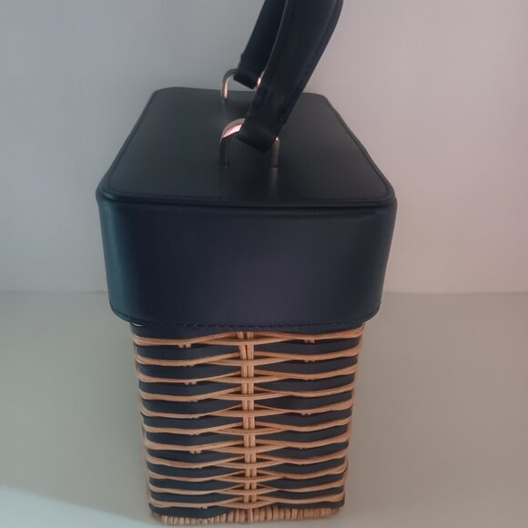 KATE SPADE NEW YORK VOYAGE WICKER TOP HANDLE BAG BLAZER BLUE ITALIAN LEATHER - Picture 7 of 10